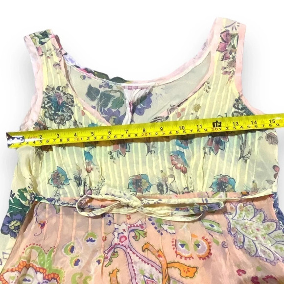 Johnny Was Y2K Lace Tank Mixed Print Babydoll Sz S - Picture 4 of 6